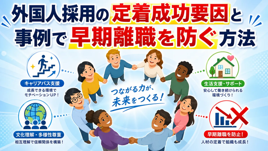 外国人採用の定着成功要因と事例で早期離職を防ぐ方法
