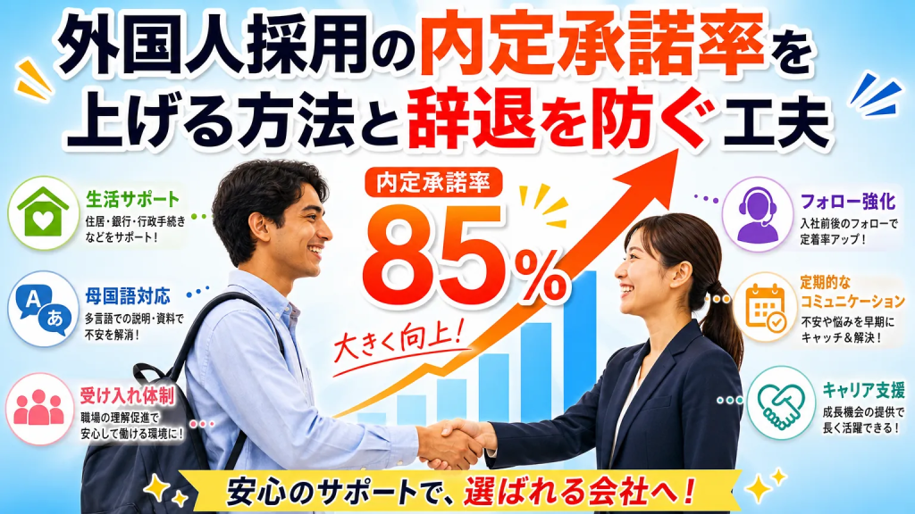 外国人採用の内定承諾率を上げる方法と辞退を防ぐ工夫