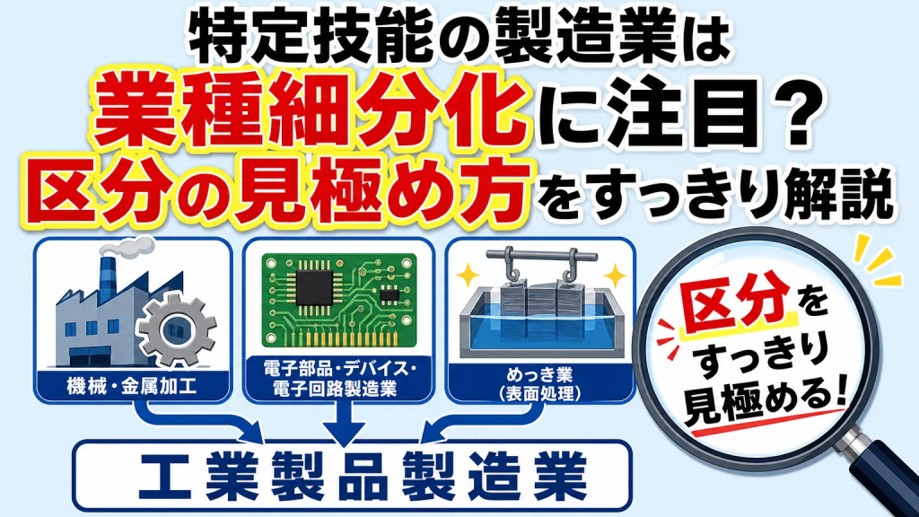 特定技能の製造業は業種細分化に注目？区分の見極め方をすっきり解説