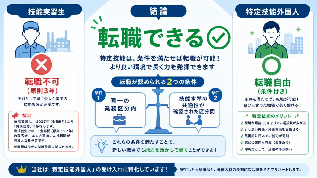 特定技能の外国人は転職できる？結論と基本ルール
