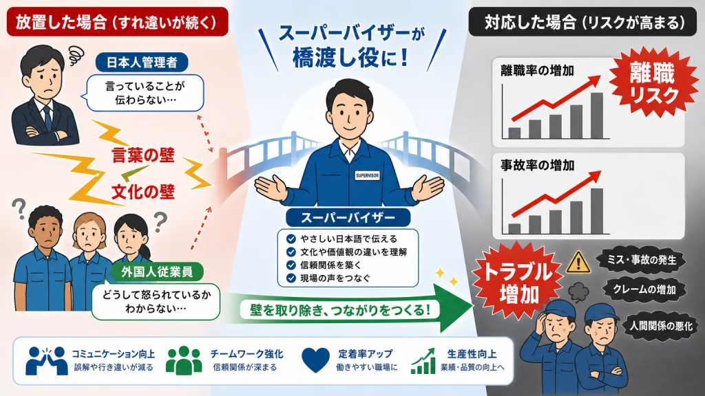スーパーバイザーが重要とされる理由——外国人部下のサポートが現場に直結する
