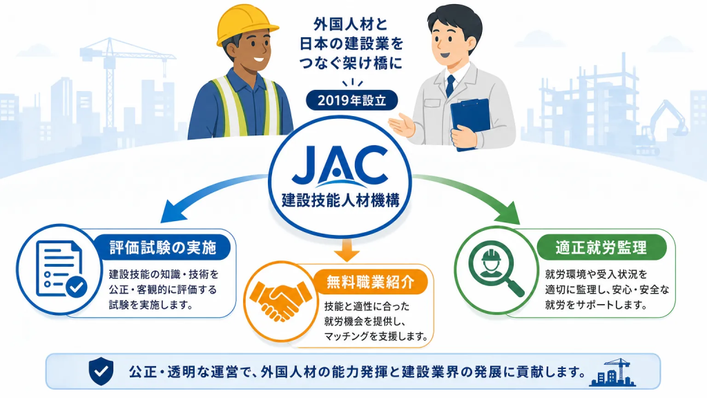 特定技能 建設のJAC(建設技能人材機構)とは?役割を3行で解説