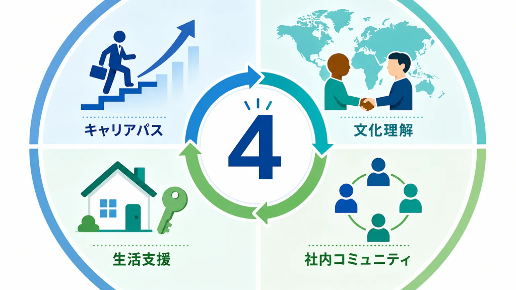 外国人採用の定着に成功している企業に共通する4つの要因