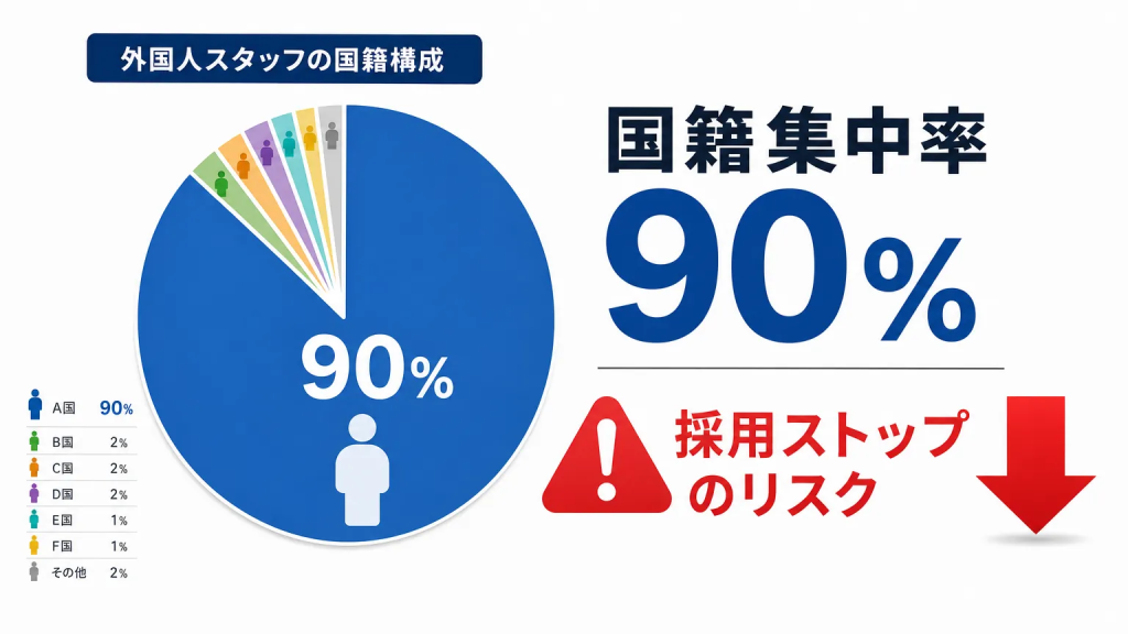 外国人採用で国籍が1カ国に偏ると何が起きるか:結論から言うと「採用が突然止まるリスク」がある