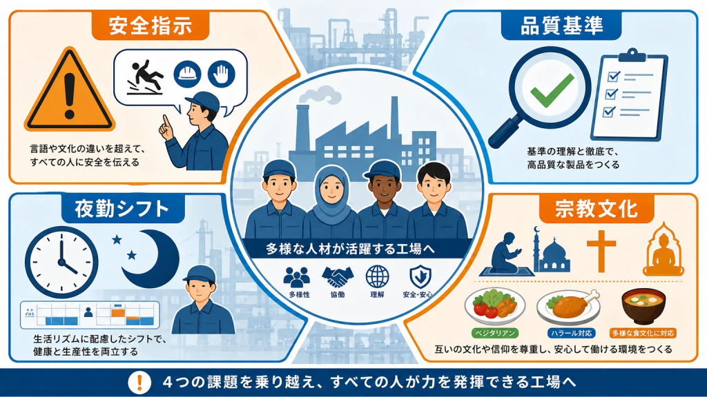 製造業で外国人を採用するときによく起こる4つの課題
