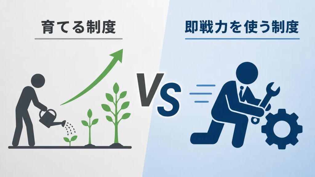 育成就労と特定技能の違いを一言で言うと「育てる制度」と「即戦力を使う制度」