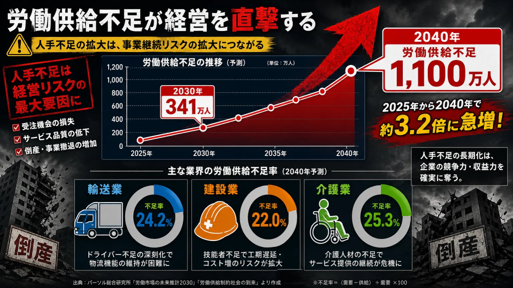 2030年・2040年の人手不足予測：将来リスクをデータで見る
