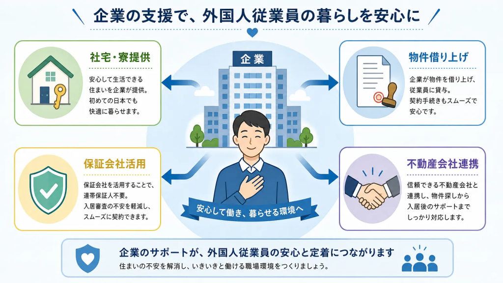 企業が外国人従業員の住居確保のためにできるサポート方法
