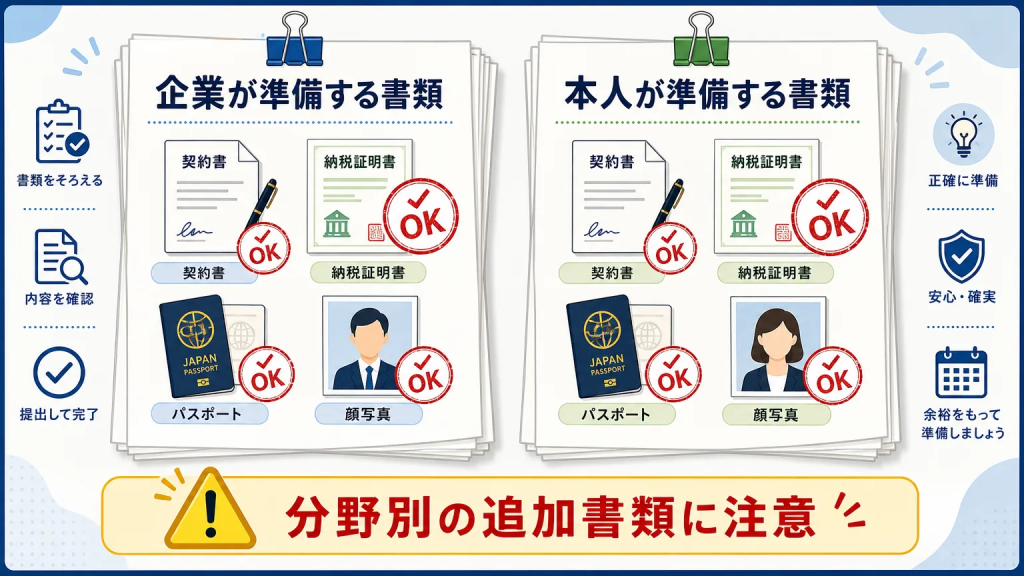 特定技能の在留資格更新に必要な書類一覧
