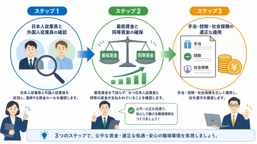 外国人の給与を実際に決める3つのステップ