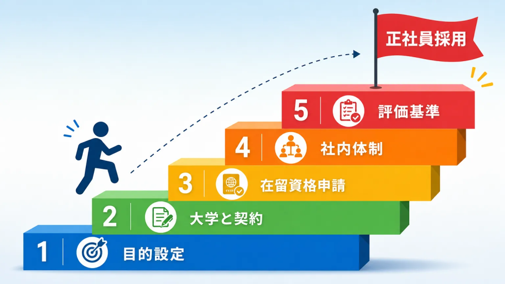 外国人インターンの受け入れ手続き：5つのステップ
