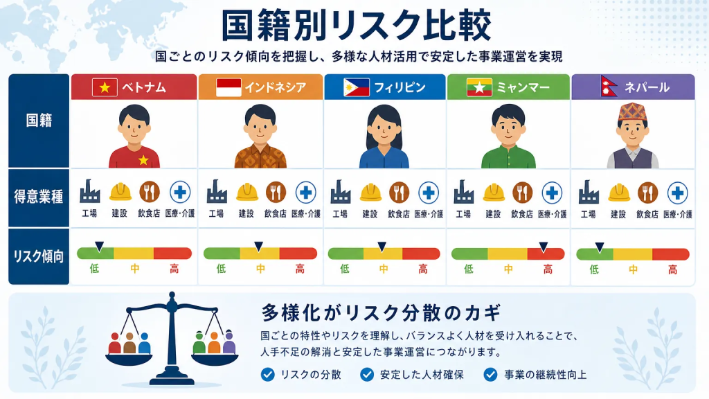 国籍ごとのリスクを比較して理解する